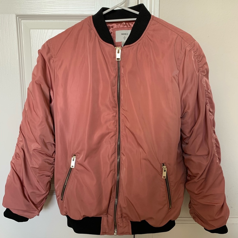 Oversized dusty mauve Bomber Jacket